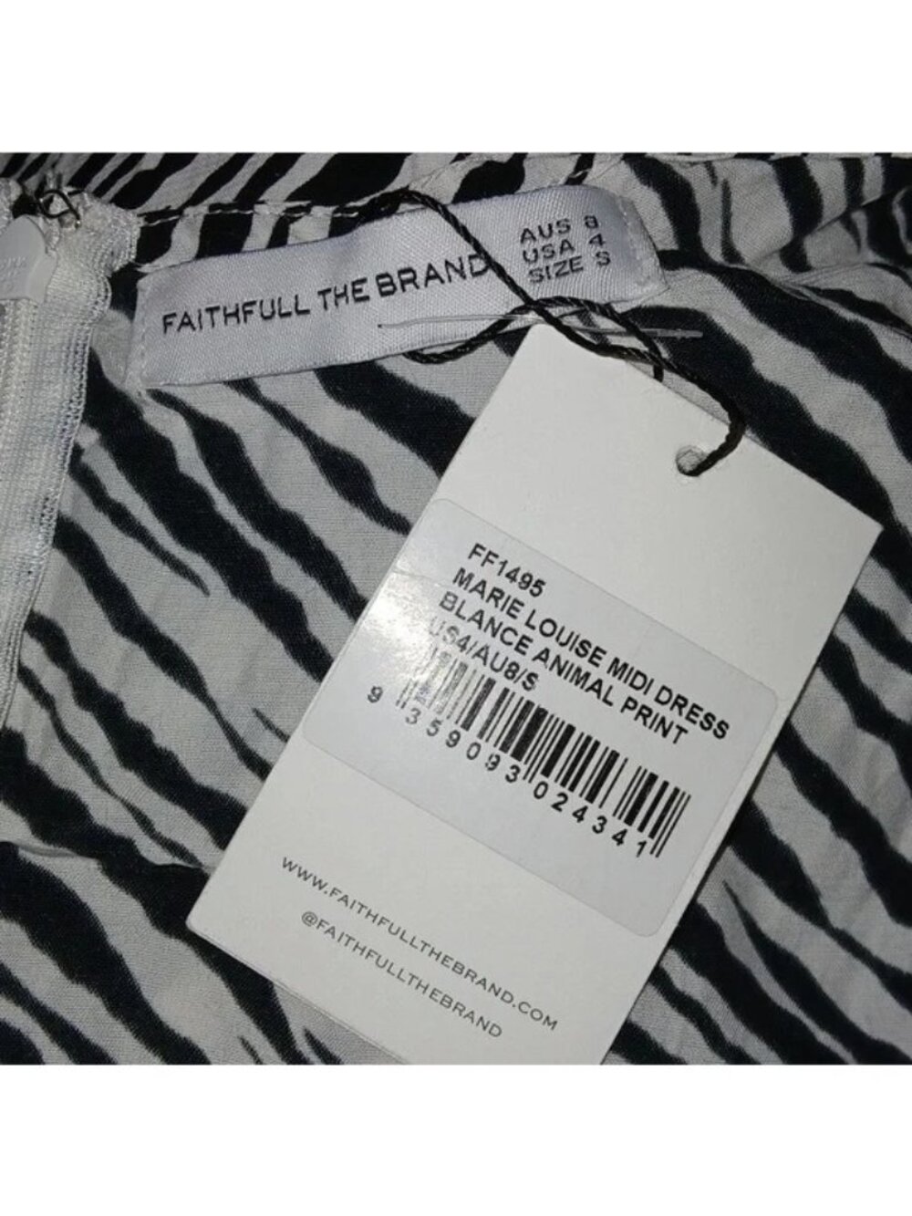 Faithfull The Brand Marie Louise Midi Zebra Print Dress - Picture 5 of 6
